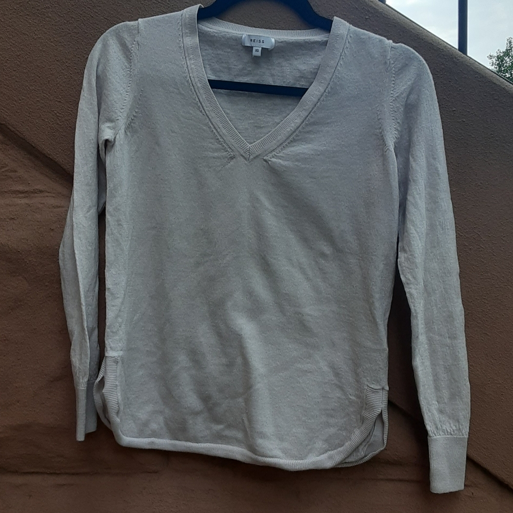 Reiss Celia merino wool blush sweater